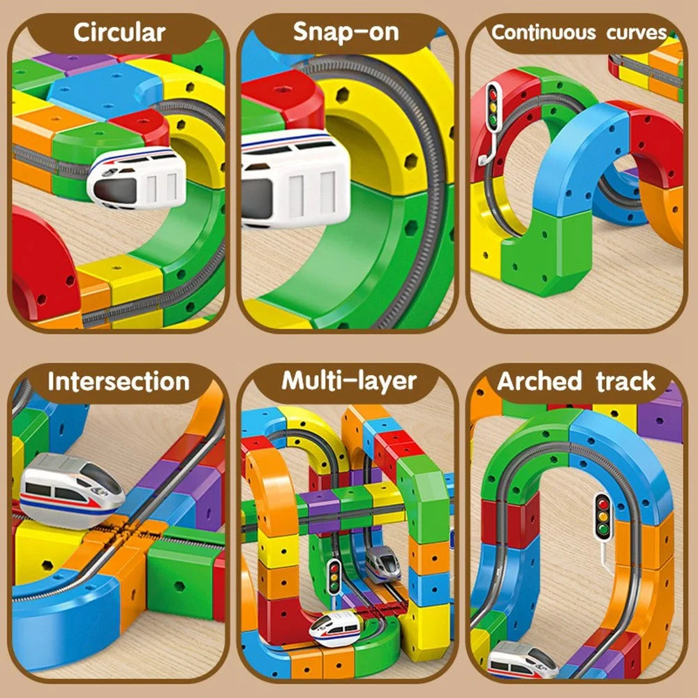 81Pcs Magnetic Train Track Set Building Block Educational Toy DIY Assembly Electric Railway for Children - 7