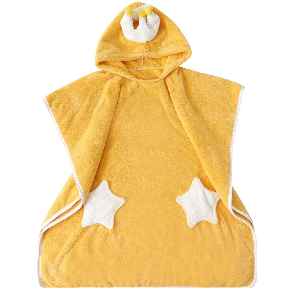 70x140cm Toddler Hooded Bath Towel Soft Towel Absorbent Bathrobe Blanket Baby Shower Gifts - Yellow - 1
