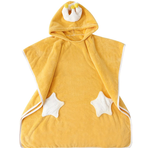 70x140cm Toddler Hooded Bath Towel Soft Towel Absorbent Bathrobe Blanket Baby Shower Gifts - Yellow - 1