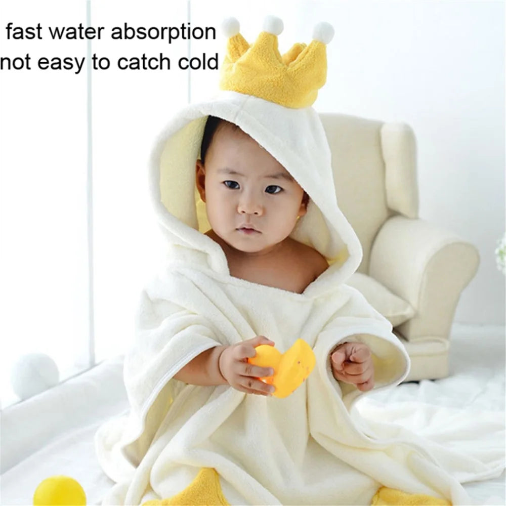 70x140cm Toddler Hooded Bath Towel Soft Towel Absorbent Bathrobe Blanket Baby Shower Gifts - Yellow - 7