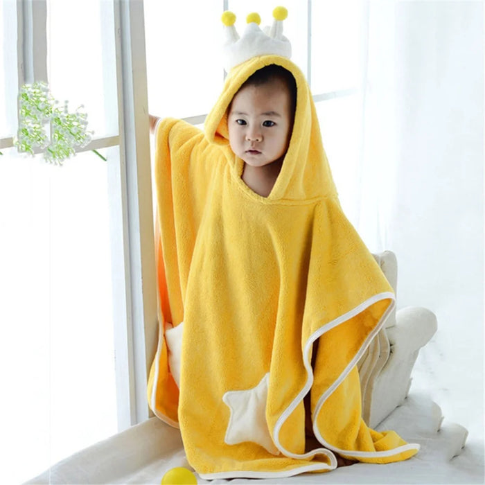 60x120cm Hooded Bath Towel Highly Absorbent Kids Bath Towel Soft Baby Shower Blanket - Yellow - 3
