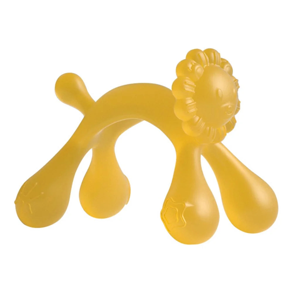 Lion Style Infant Silicone Teether Baby Teething Chewing Toy with Storage Box and Strap ST (BPA Free, No FDA Certificate) - Yellow - 1