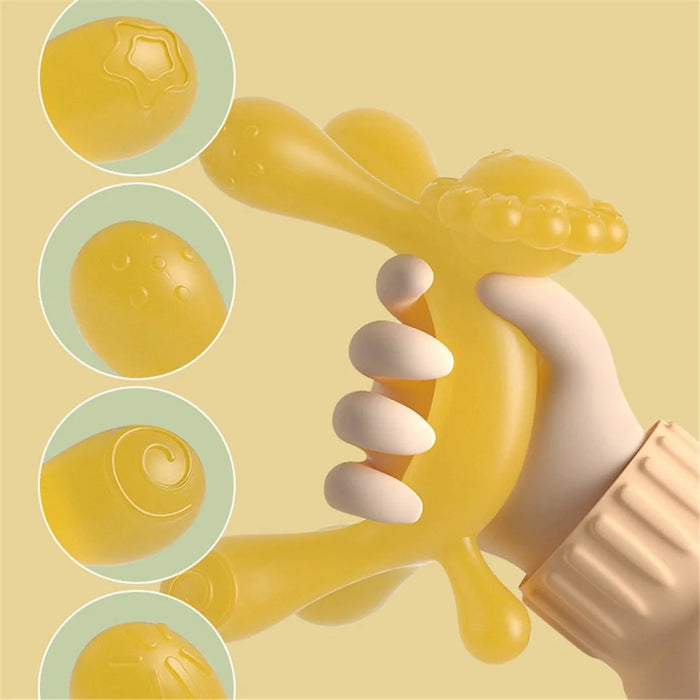 Lion Style Infant Silicone Teether Baby Teething Chewing Toy with Storage Box and Strap ST (BPA Free, No FDA Certificate) - Yellow - 2