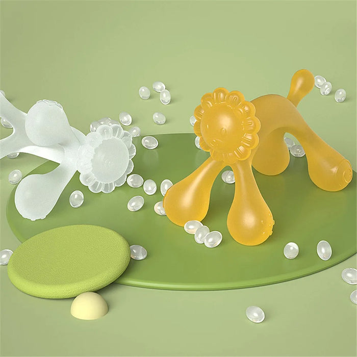 Lion Style Infant Silicone Teether Baby Teething Chewing Toy with Storage Box and Strap ST (BPA Free, No FDA Certificate) - Yellow - 4
