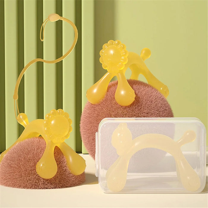 Lion Style Infant Silicone Teether Baby Teething Chewing Toy with Storage Box and Strap ST (BPA Free, No FDA Certificate) - Yellow - 6