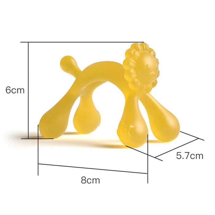 Lion Style Infant Silicone Teether Baby Teething Chewing Toy with Storage Box and Strap ST (BPA Free, No FDA Certificate) - Yellow - 7