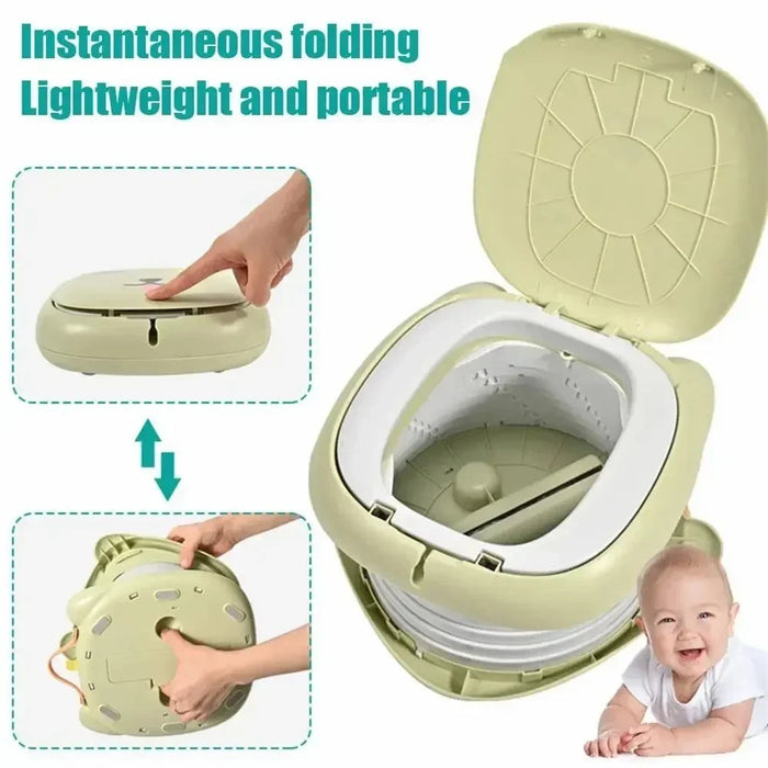 RJ101 Foldable ABS+PP+PU Mat Baby Toilet Travel Potty Seat for Outdoor Activities - Green - 2