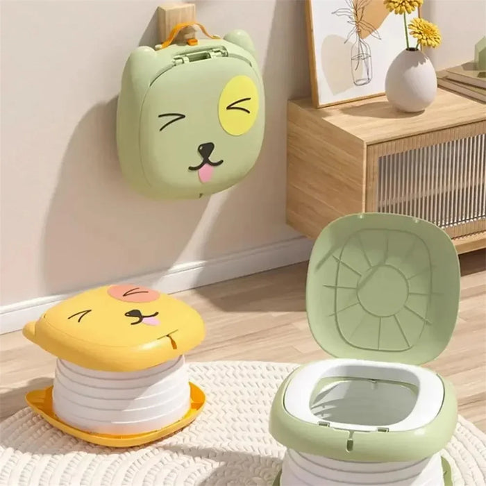 RJ101 Foldable ABS+PP Baby Toilet Potty Seat for Toddler Travel Outdoor Camping - Green - 5