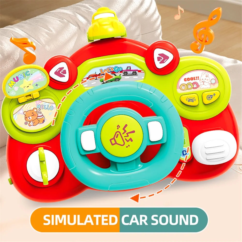 899-180 Simulate Driving Car Steering Wheel Toy with Music and Light Kids Early Educational Toy - Rabbit - 3