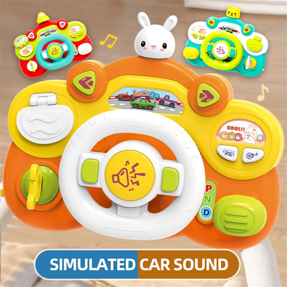 899-180 Simulate Driving Car Steering Wheel Toy with Music and Light Kids Early Educational Toy - Rabbit - 4