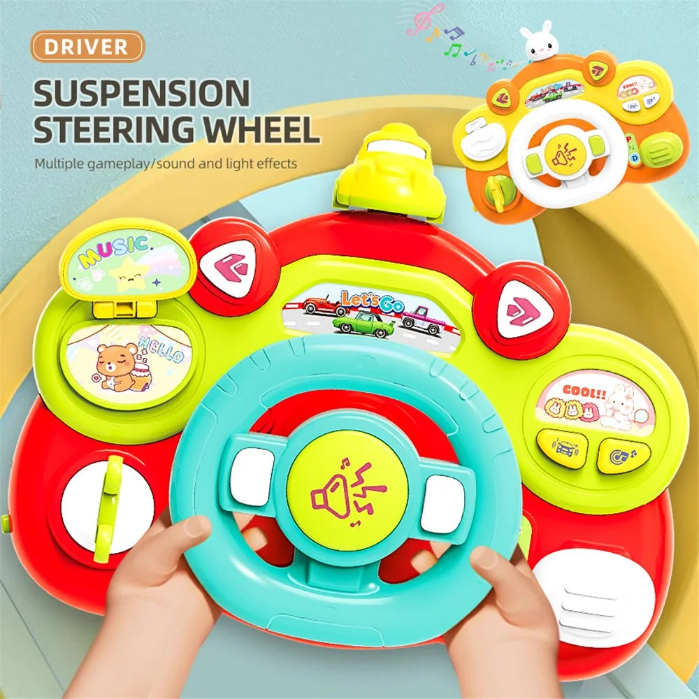 899-180 Simulate Driving Car Steering Wheel Toy with Music and Light Kids Early Educational Toy - Rabbit - 5