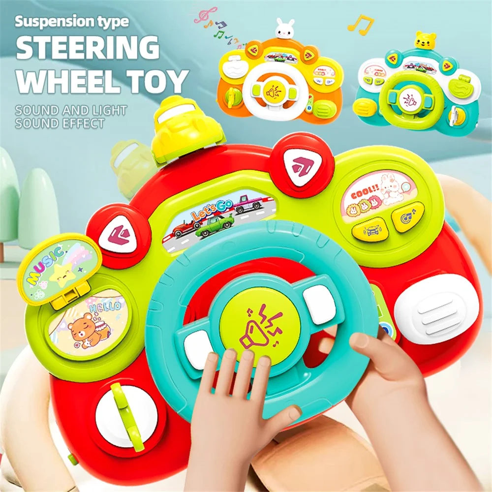 899-180 Simulate Driving Car Steering Wheel Toy with Music and Light Kids Early Educational Toy - Rabbit - 6