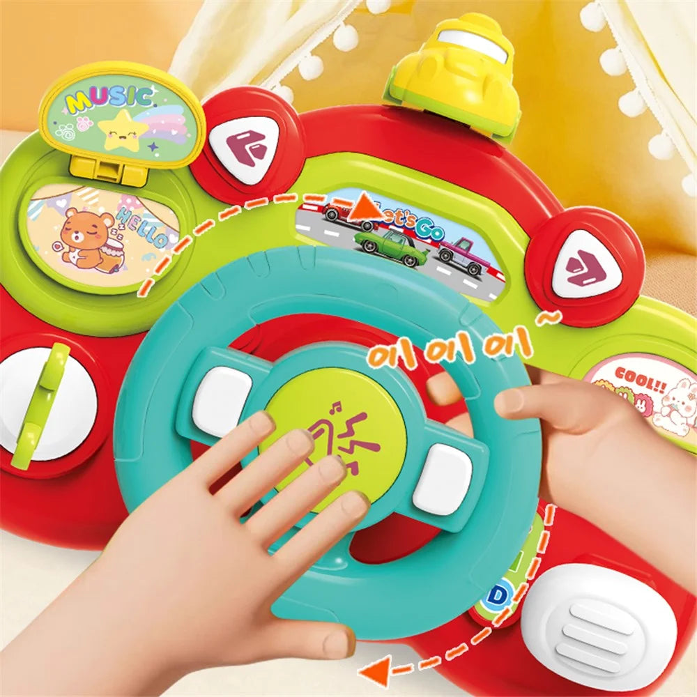 899-180 Simulate Driving Car Steering Wheel Toy with Music and Light Kids Early Educational Toy - Rabbit - 7