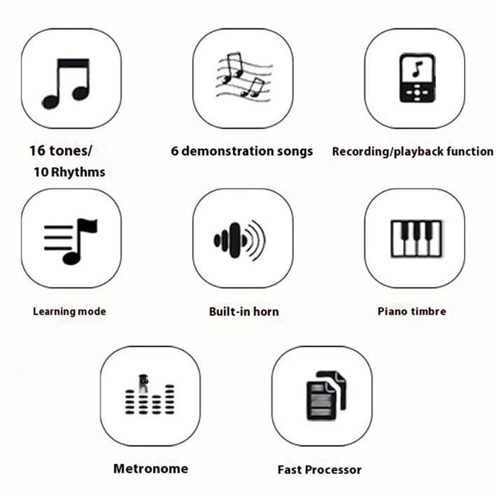 HQA2-49 49-Key Portable Folding Piano Children Beginner Musical Instrument Roll-Up Keyboard - White - 2