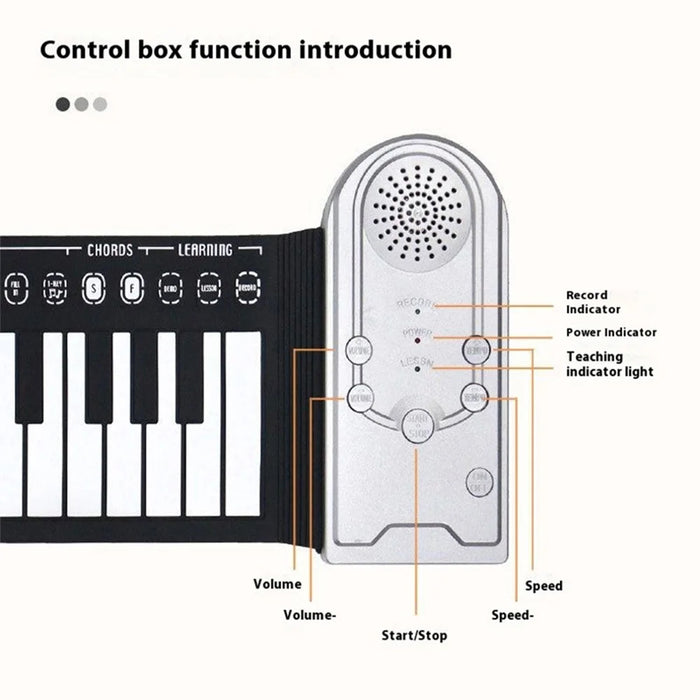 HQA2-49 49-Key Portable Folding Piano Children Beginner Musical Instrument Roll-Up Keyboard - White - 4