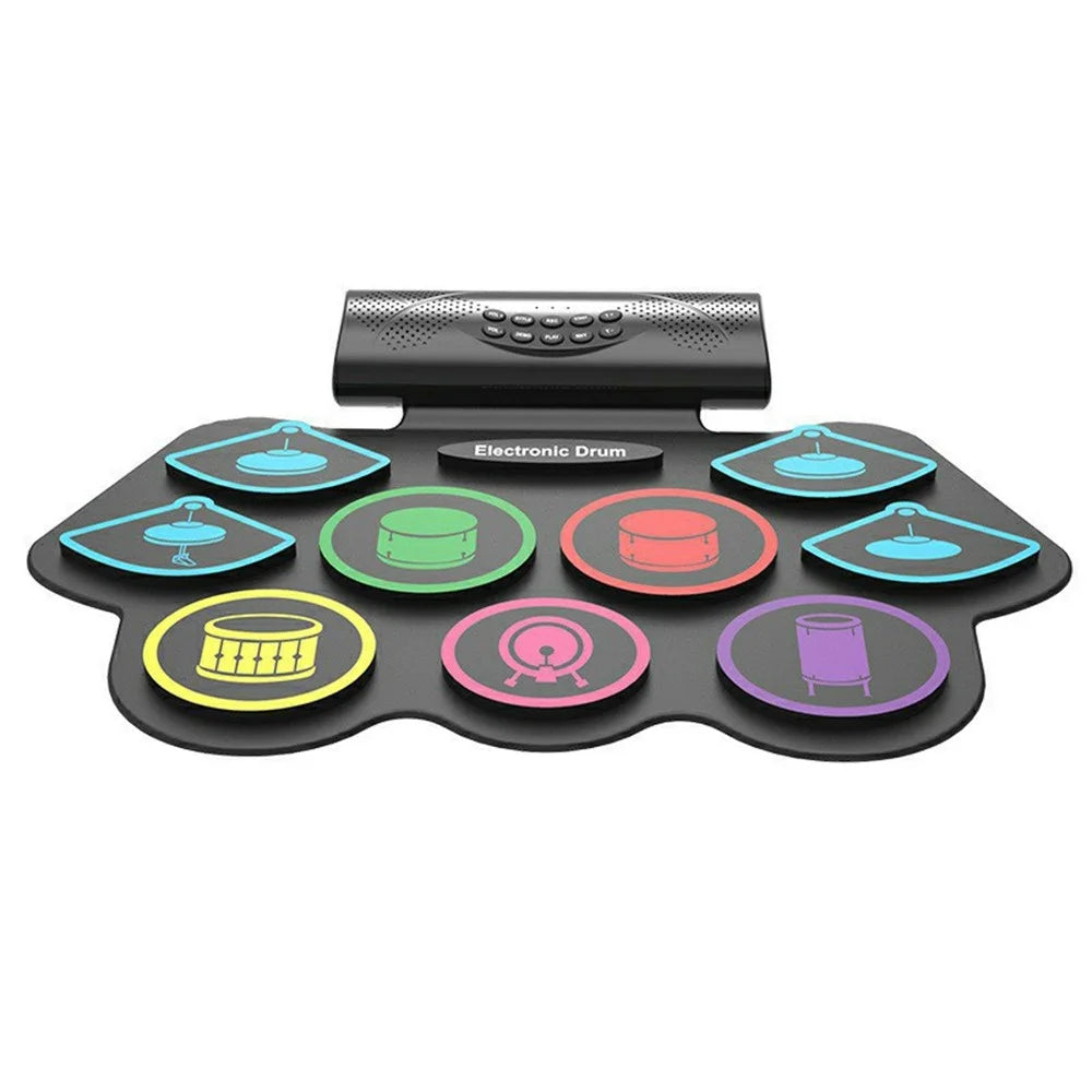 MD862 Double Speaker Rechargeable Portable Roll-Up 9 Pads Electronic Drum - 1