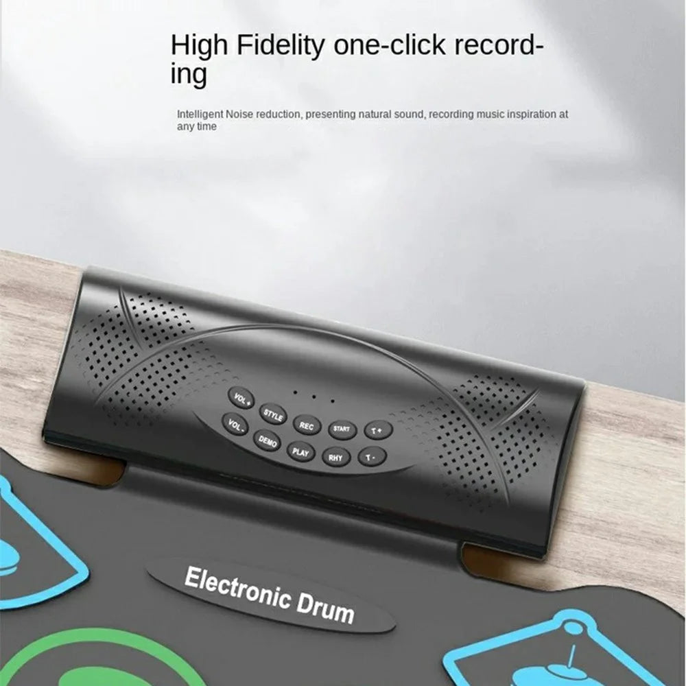 MD862 Double Speaker Rechargeable Portable Roll-Up 9 Pads Electronic Drum - 3