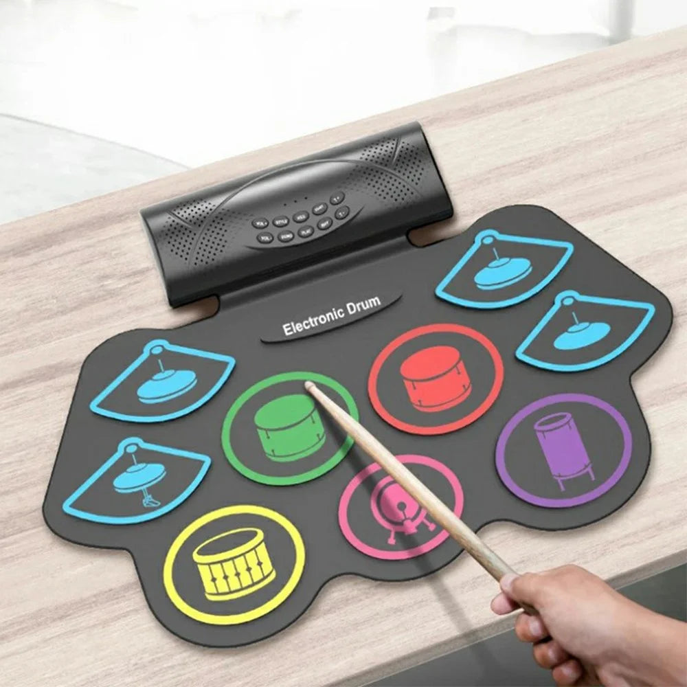 MD862 Double Speaker Rechargeable Portable Roll-Up 9 Pads Electronic Drum - 7