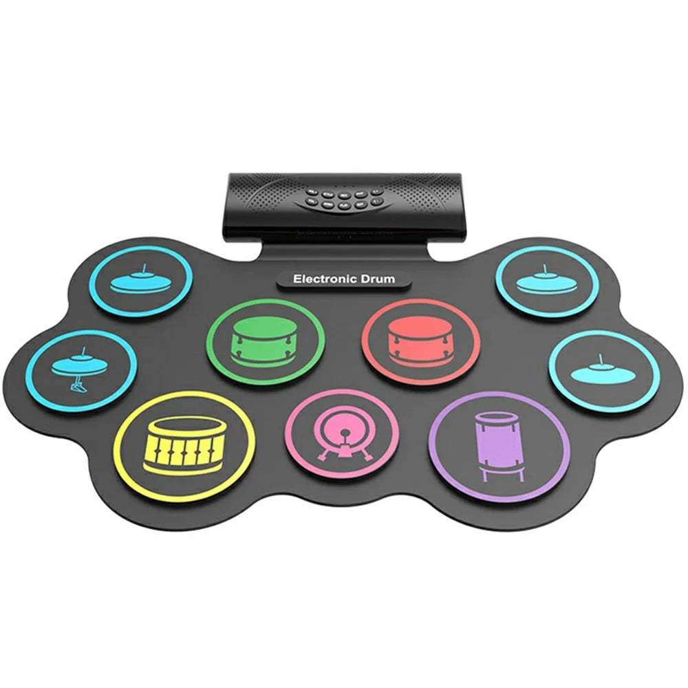 MD868 Portable Roll-Up Electronic Drum Dual Speakers Kids Adults Practice Drum Toy - EU Plug - 1