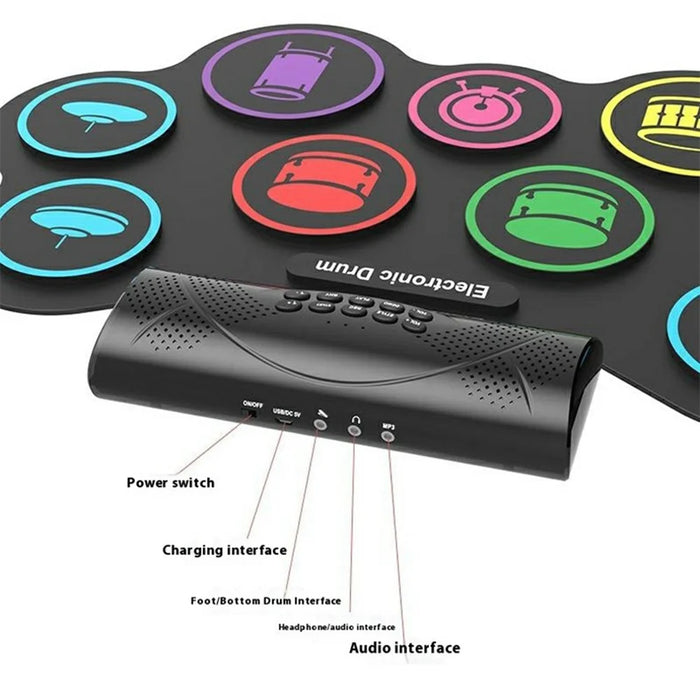 MD868 Portable Roll-Up Electronic Drum Dual Speakers Kids Adults Practice Drum Toy - EU Plug - 5