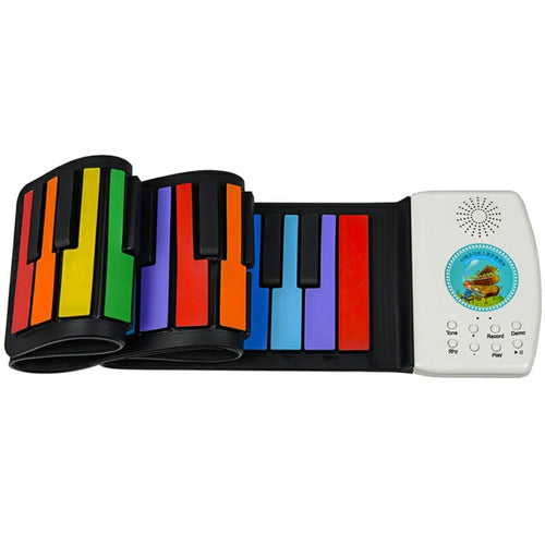 PM49 49-Key Portable Folding Piano Rainbow Color Children Beginner Roll-Up Keyboard Musical Instrument Toy - 1