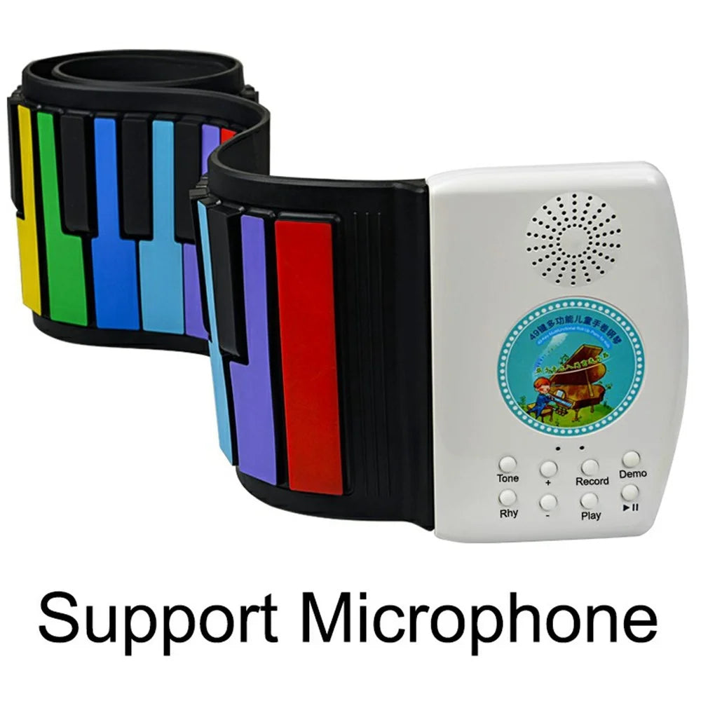 PM49 49-Key Portable Folding Piano Rainbow Color Children Beginner Roll-Up Keyboard Musical Instrument Toy - 4