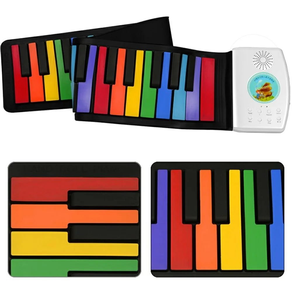 PM49 49-Key Portable Folding Piano Rainbow Color Children Beginner Roll-Up Keyboard Musical Instrument Toy - 7