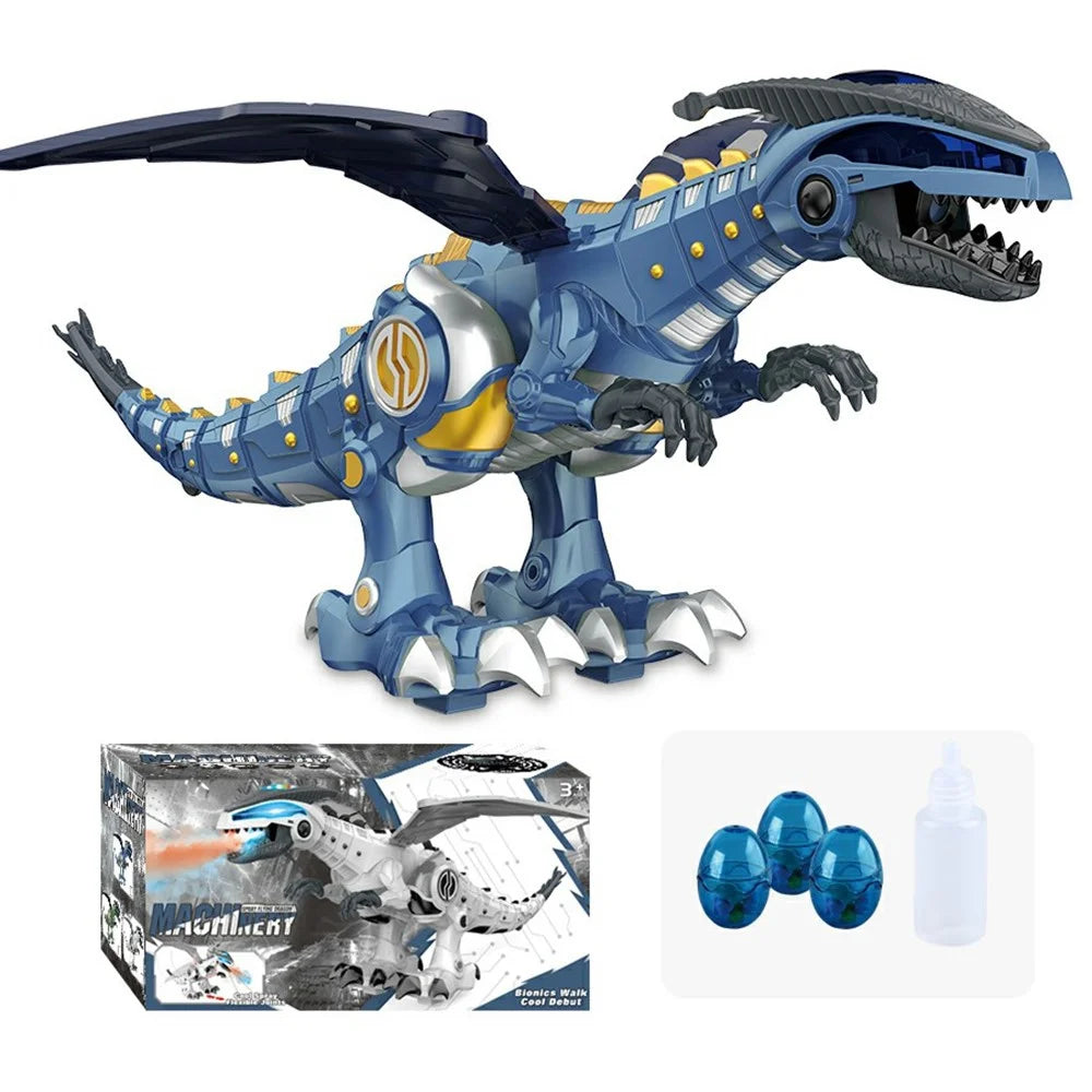 Y333-87 Electric Dinosaur Toy Walking Misting Dragon Model with Sound  /  Light Function for Kids - Blue - 1