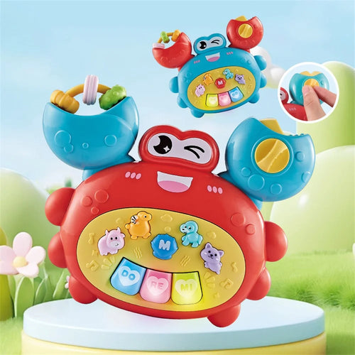 Children Early Education Electronic Keyboard Toy Baby Cartoon Animal Piano with Light Sound (Random Color) - Crab - 1