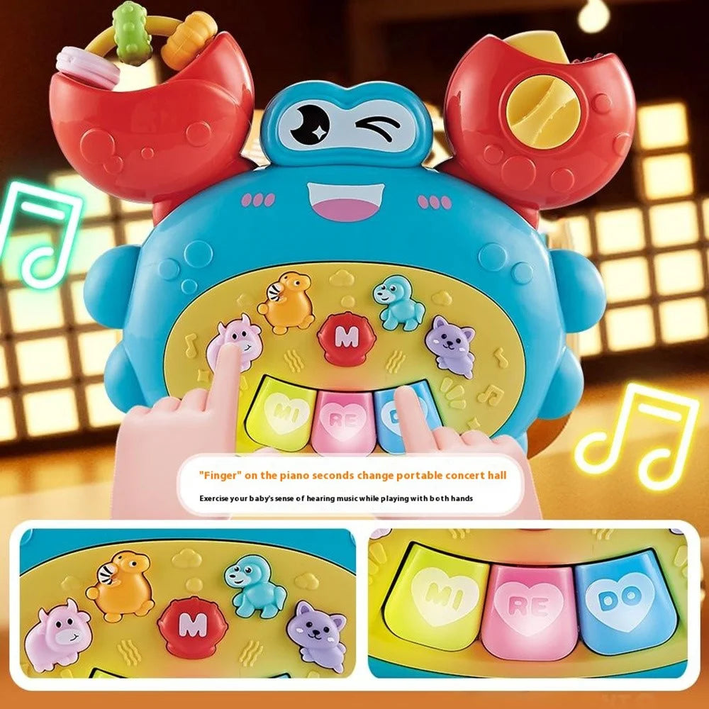 Children Early Education Electronic Keyboard Toy Baby Cartoon Animal Piano with Light Sound (Random Color) - Crab - 3