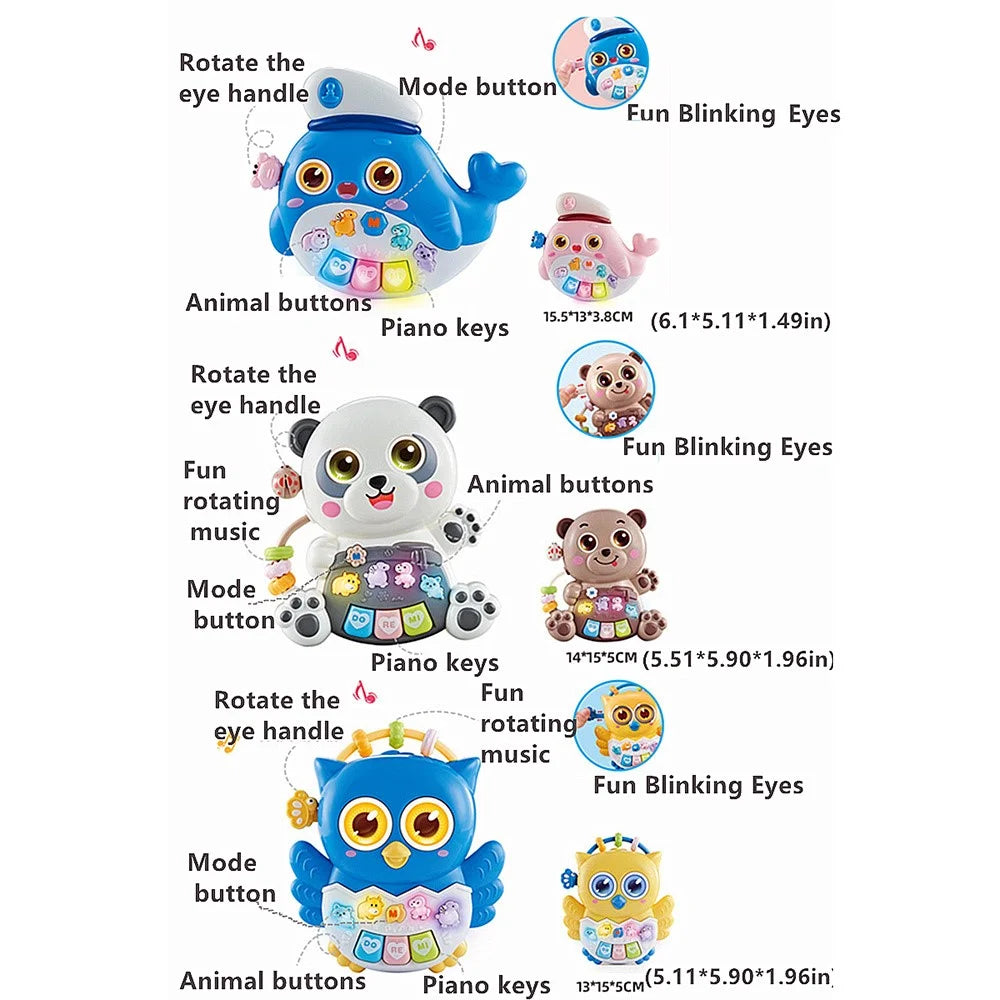 Children Early Education Electronic Keyboard Toy Baby Cartoon Animal Piano with Light Sound (Random Color) - Crab - 6