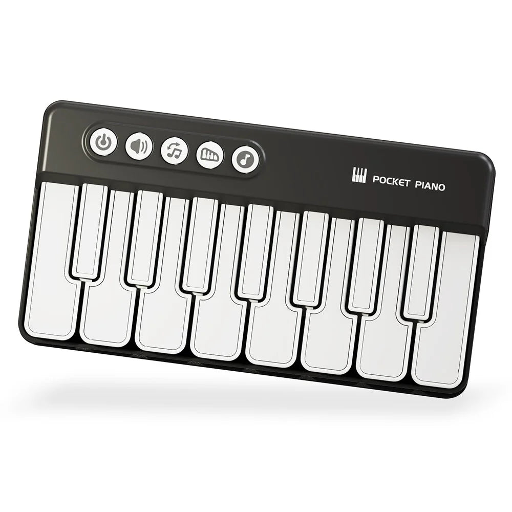 CY-8047B Pocket Flash Piano 15 Keys Mini Electronic Keyboard Portable Instrument Toy - Black - 1