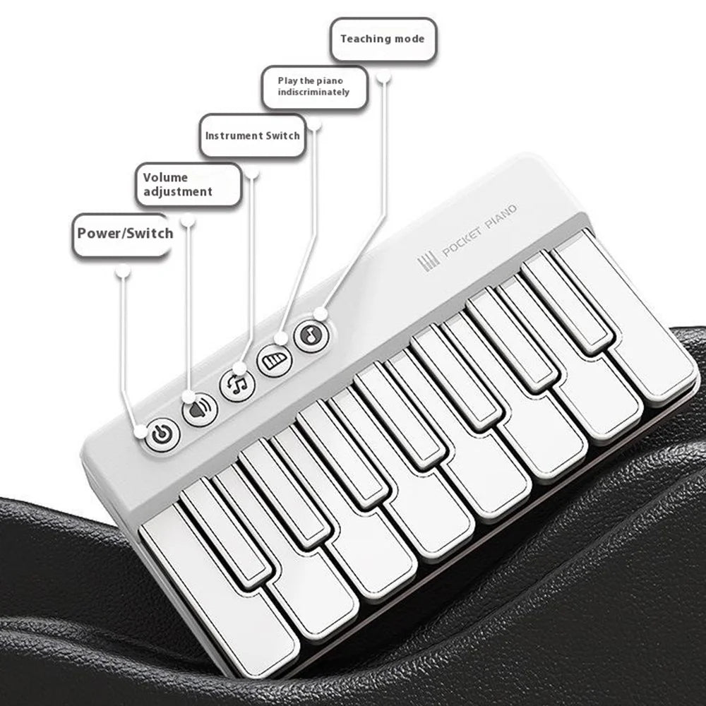 CY-8047B Pocket Flash Piano 15 Keys Mini Electronic Keyboard Portable Instrument Toy - Black - 3