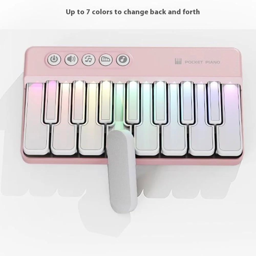 CY-8047B Pocket Flash Piano 15 Keys Mini Electronic Keyboard Portable Instrument Toy - Black - 4