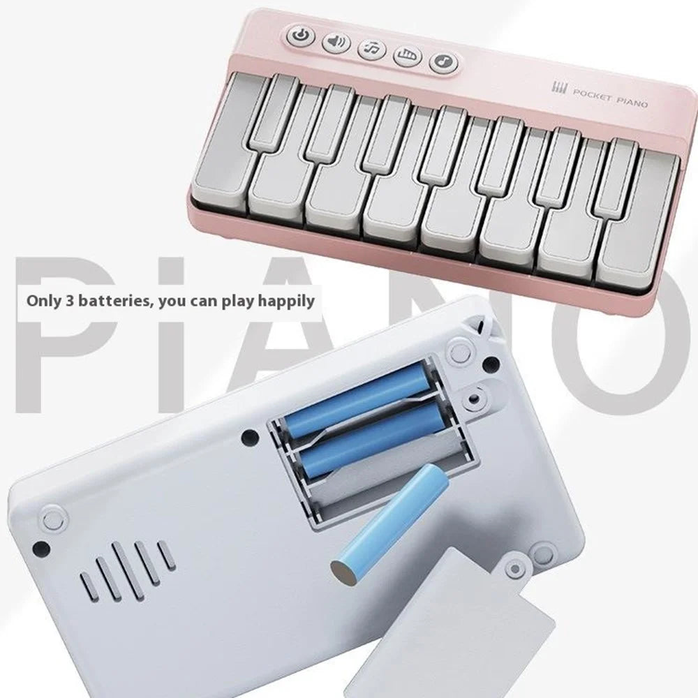 CY-8047B Pocket Flash Piano 15 Keys Mini Electronic Keyboard Portable Instrument Toy - Black - 5