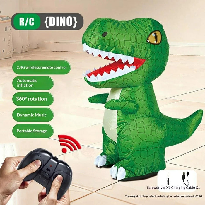 SJL7616 Inflatable Dinosaur 2.4G Wireless Remote Control Electric Tyrannosaurus Rex Kids Toy with Music - Green - 2