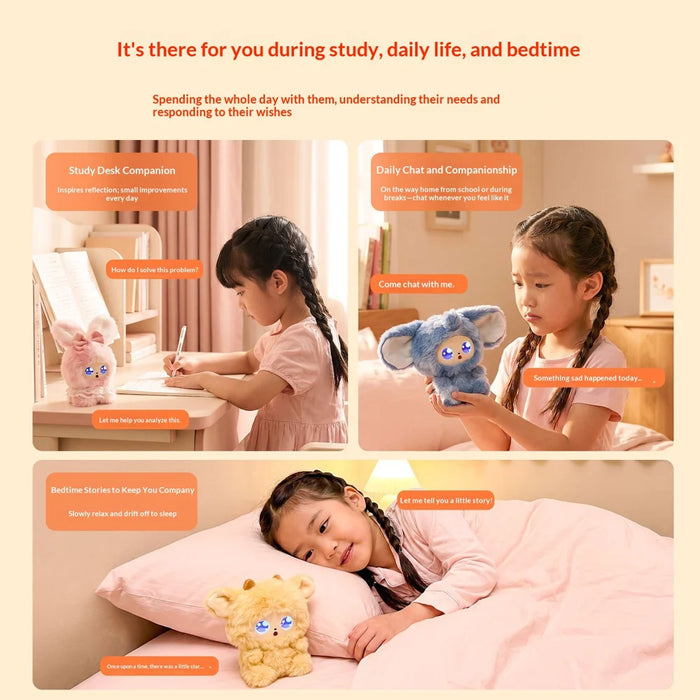 JOPARK AI Storytelling Companion Plush Toy for Kids Bluetooth-compatible WiFi Interactive Robot Doll - Pink - 3