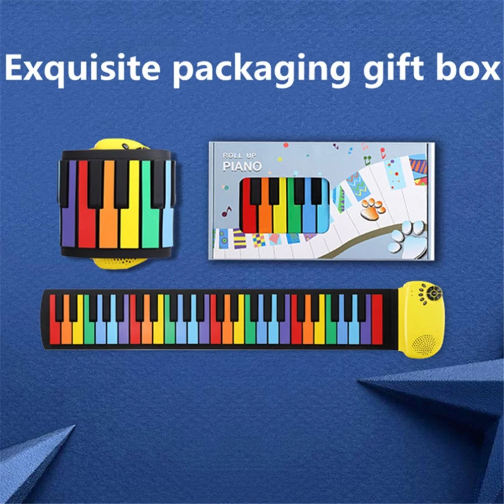 RP49P2-C 49 Keys Folding Piano Hand-Rolled Colourful Portable Beginner Electronic Keyboard for Adults, Children - 2