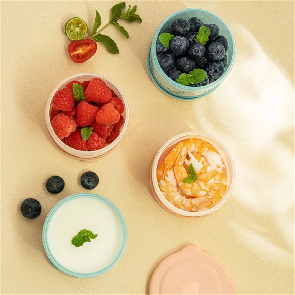 HOGOKIDS Food Container with Ice Box Fruit Multigrain Storage Refrigerator Food Case ST (BPA Free, No FDA Certificate) - Blue / 300ml - 3