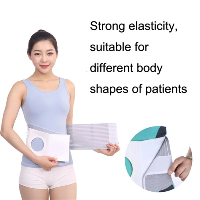 Postoperative Ostomy Belt Elastic Ostomy Hernia Support Band with Stoma Opening - Grey / S - 4