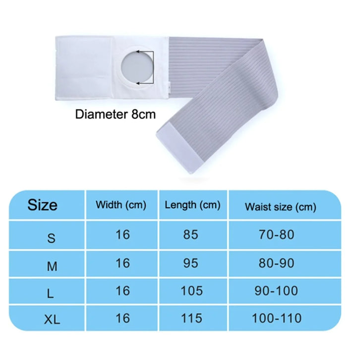 Postoperative Ostomy Belt Elastic Ostomy Hernia Support Band with Stoma Opening - Grey / S - 6