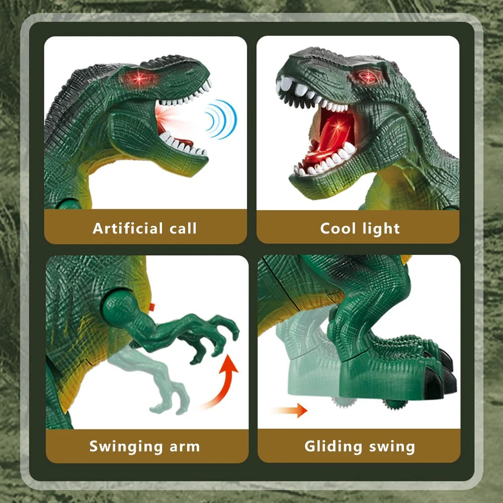 Y333-59 RC Walking Dinosaur Robot Toy Remote Light Music Emulation Animal Children Toy - Green - 6