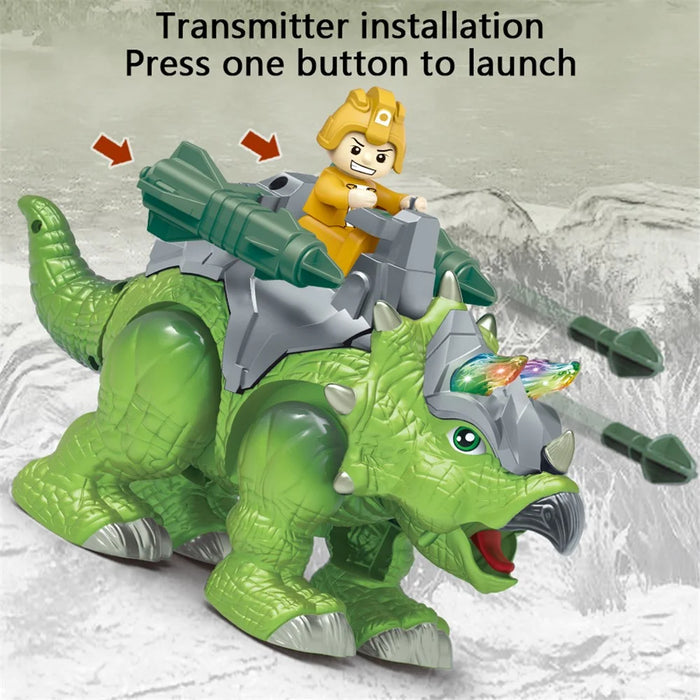 333-76 Kids Electric Toy Dinosaur Realistic Walking Roaring Spraying Light Toddler Toys - Green - 5
