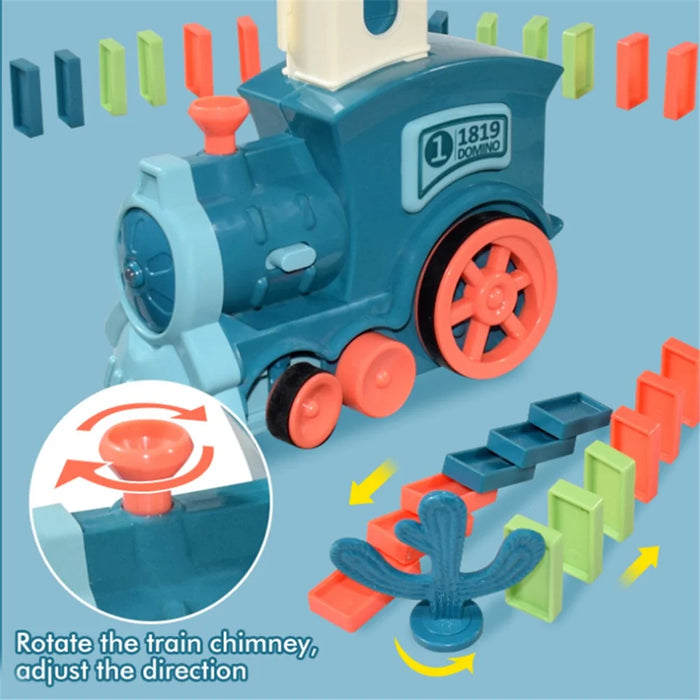 Automatic Laying Domino Blocks Electric Train Children Toy with Light and Sound Effects - Blue - 7