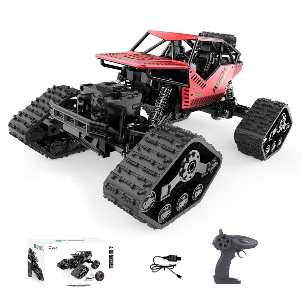 YT6608 2.4GHz RC Climbing Car 2 in 1 Off-road Vehicle 4WD Remote Control Tracked Tank Car High-Speed Car - Red - 1