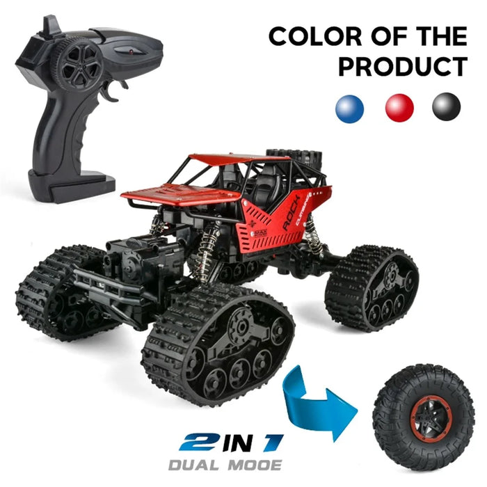 YT6608 2.4GHz RC Climbing Car 2 in 1 Off-road Vehicle 4WD Remote Control Tracked Tank Car High-Speed Car - Red - 3