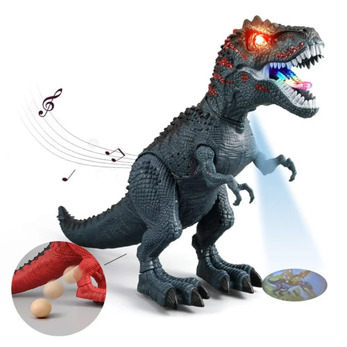 NY0 Walking Dinosaur Robot Toy with Moves Head Making Roaring Sound, Ground Graphic LED Light Projects Dinosaur Lays Eggs Toy for Boys Girls - Green - 1