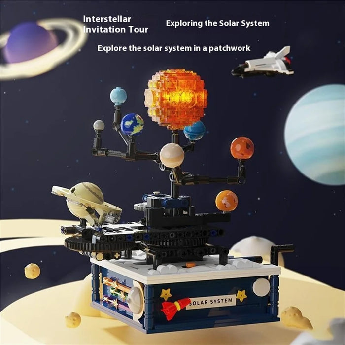 Rotating Solar System Puzzle Building Blocks STEM Educational Model Toy Mechanical Assembly Kit - 2