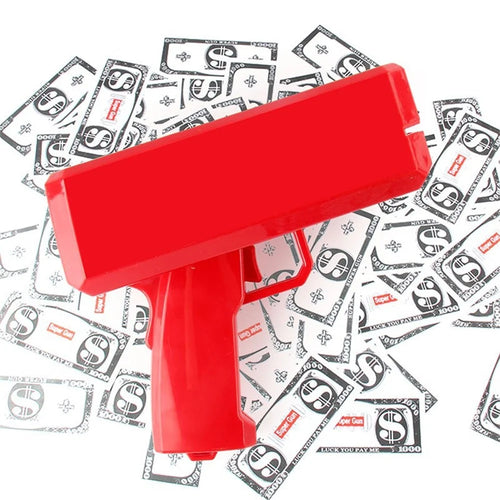 Banknote Money Guns Paper Playing Spray Money Gun Toy Handheld Cash Gun Fake Bill Dispenser Money Shooter Toy for Kids - Red - 1