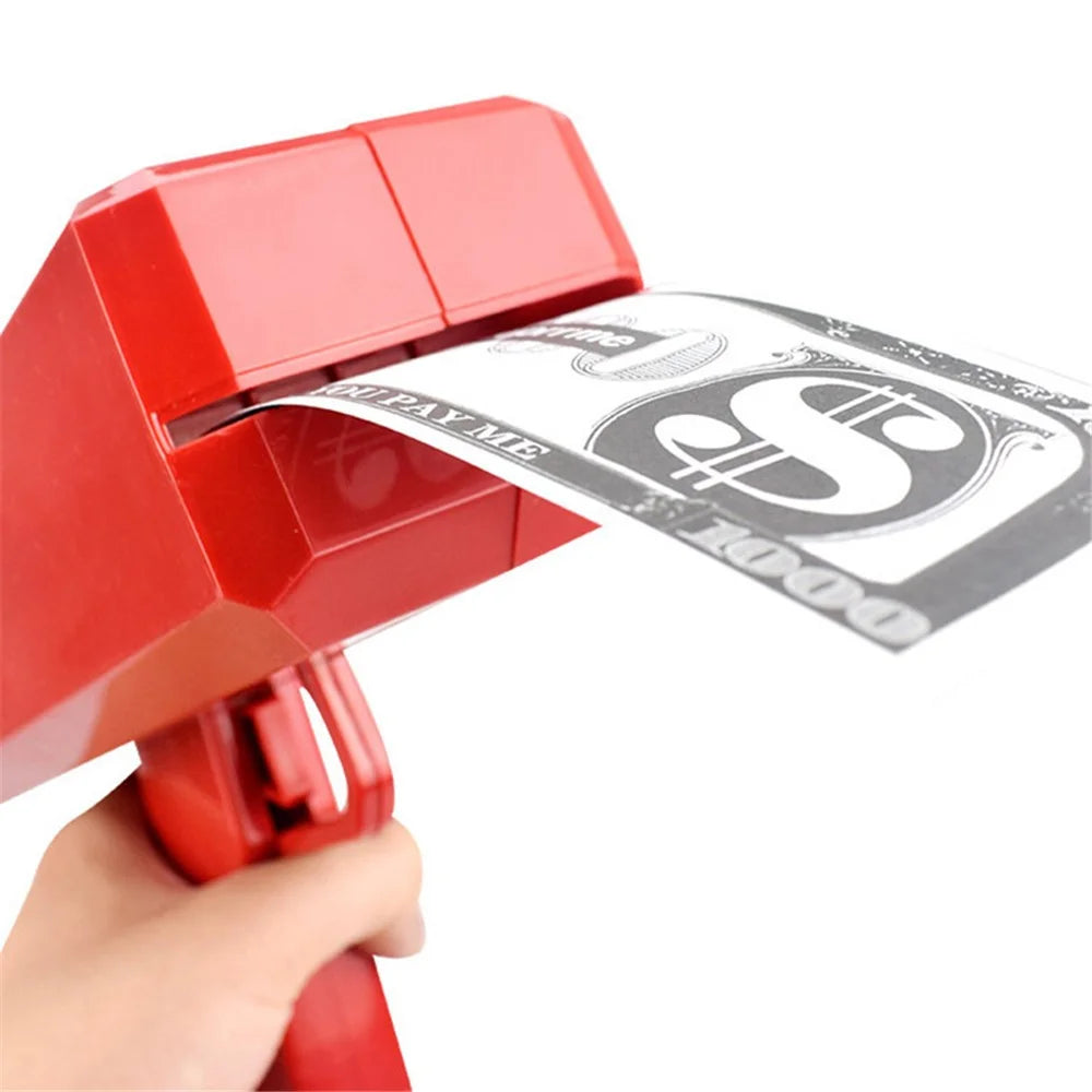 Banknote Money Guns Paper Playing Spray Money Gun Toy Handheld Cash Gun Fake Bill Dispenser Money Shooter Toy for Kids - Red - 3